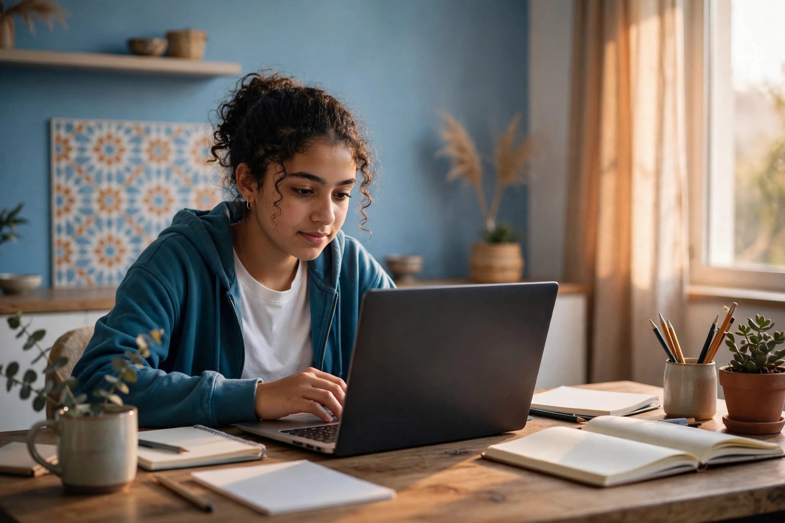 Élève suivant un cours de soutien scolaire en ligne avec un enseignant